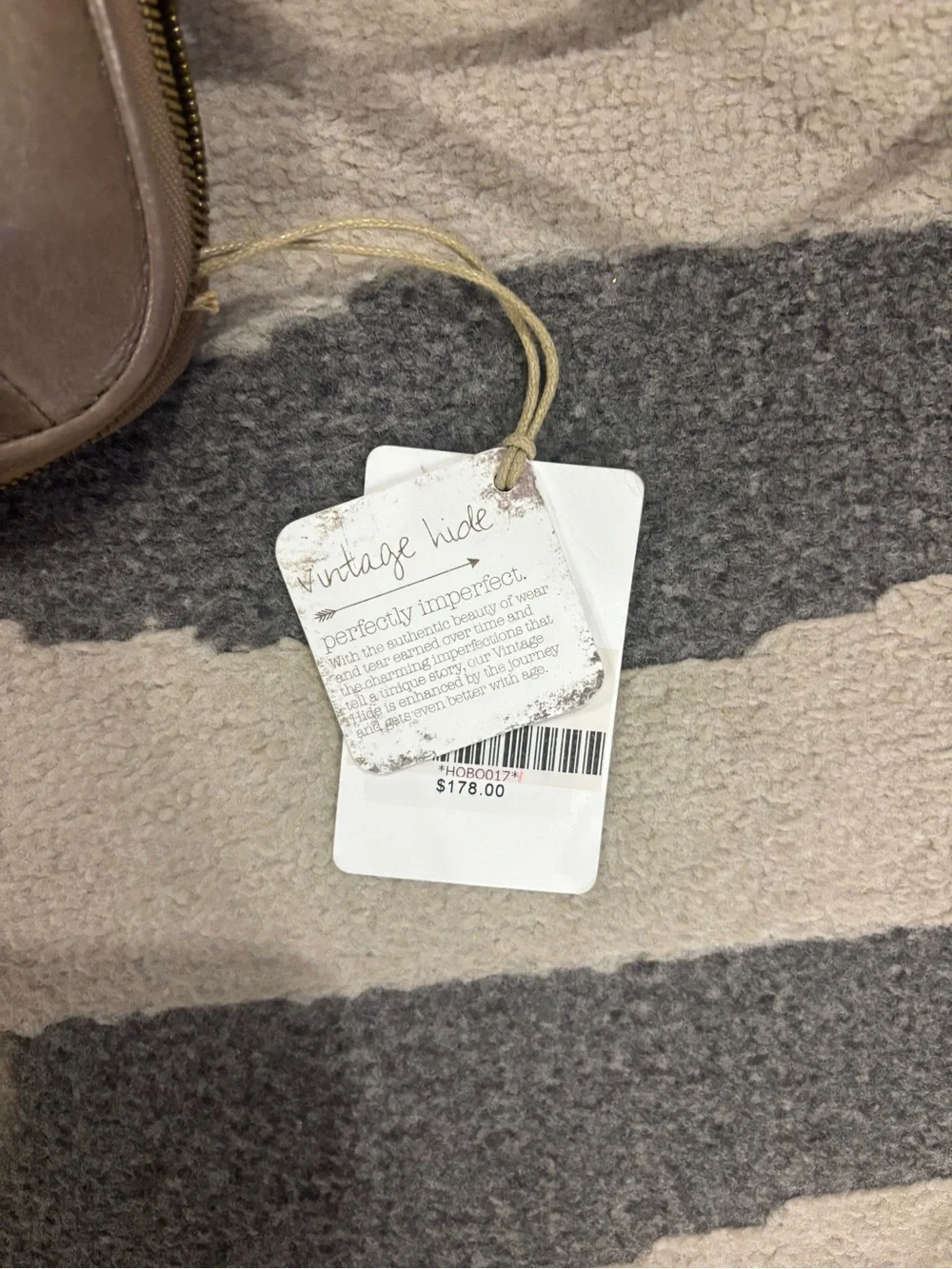 HOBO Taupe/Brown Leather Braided Trim Crossbody Bag